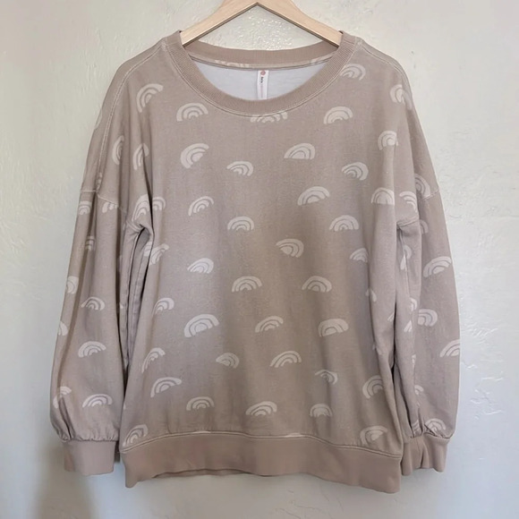 Anthropologie Daily Practice Graphic Pull Over Ivory Rainbow Sz medium - Picture 3 of 9